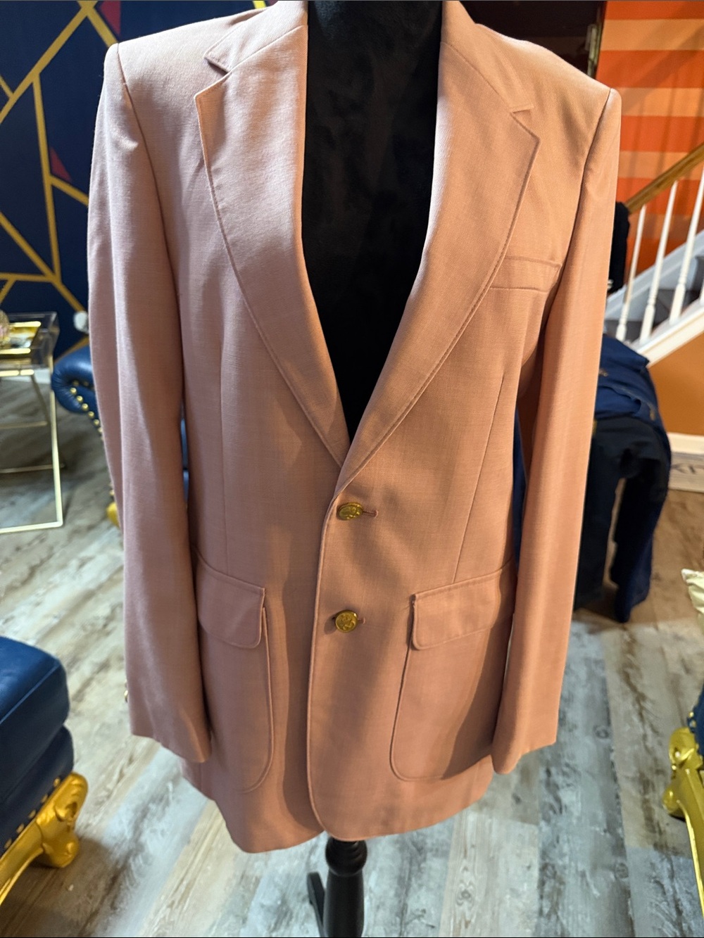 Vintage Classic Men's Blazer in Blush Pink